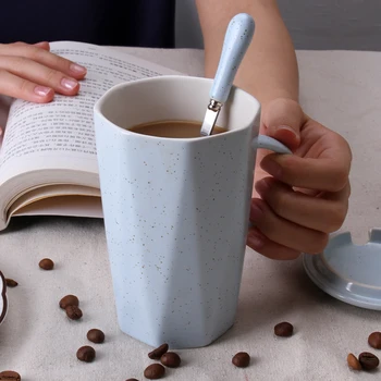 

Nordic Style Mugs Ceramic Set Cover Large Tea Infuser Lid Mug Coffee Cup Spoon Unique Minimalist Taza Desayuno Drinkware DE50MK