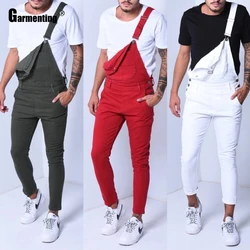 Men's Jeans Demin Jumpsuit Casual Red Black Overalls Skinny Playsuits Leisure One-Piece Pantalon Plus Size 3XL Men Clothing 2024