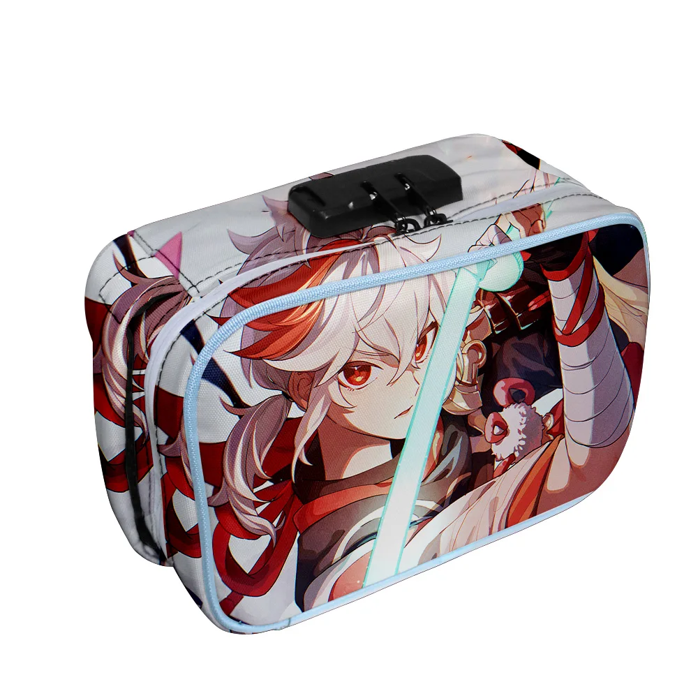 

2021 New Genshin Impact Kaedehara Kazuha Portable Storage Carrying Stratification Password Lock Zipper Box Women Makeup Bag