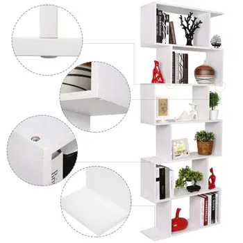 

6-story Corner Bookshelf Moisture-proof And Mildew-proof Household Storage Shelf Corner Sturdy Durable Insect-proof Shelf HWC