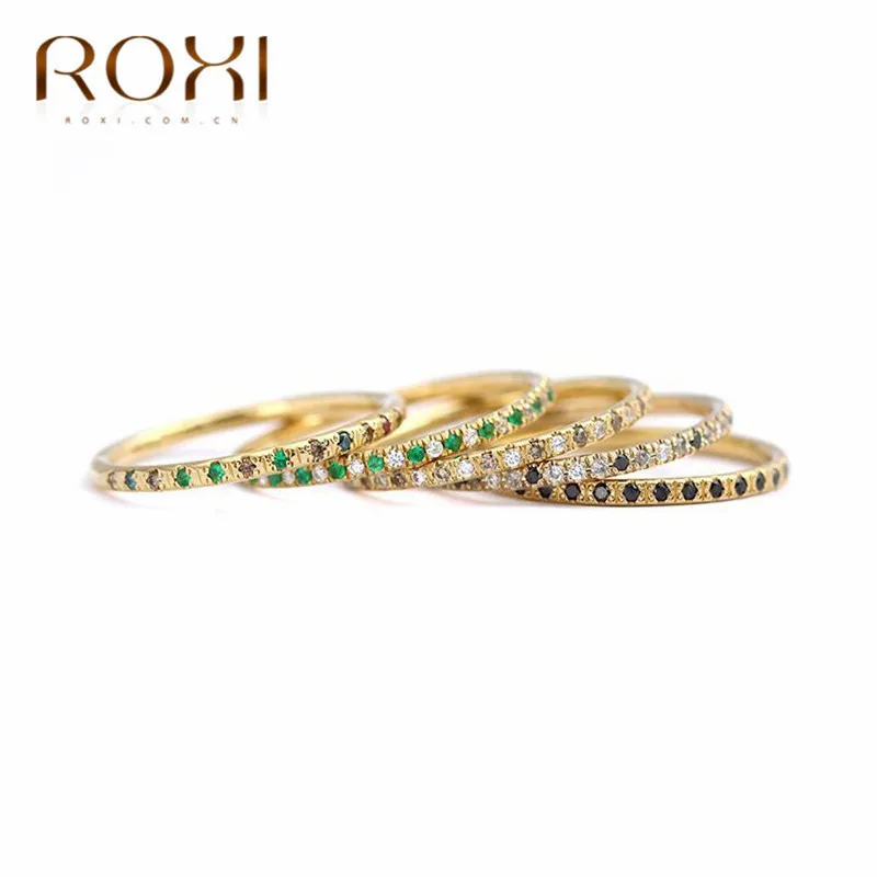 ROXI винтажные Свадебные Кольца для женщин микро проложить горный хрусталь CZ хрустальные кольца Нежные Свадебные украшения изящное кольцо палец Anillos