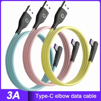 3A kabel USB C 90 stopni szybkie ładowanie izolacja akcesoria do telefonu komórkowego ładowanie płynnego silikonu dane przewód kolankowy typ C kabel tanie i dobre opinie selectec NONE TYPE-C CN (pochodzenie) USB A Ze wskaźnikiem LED