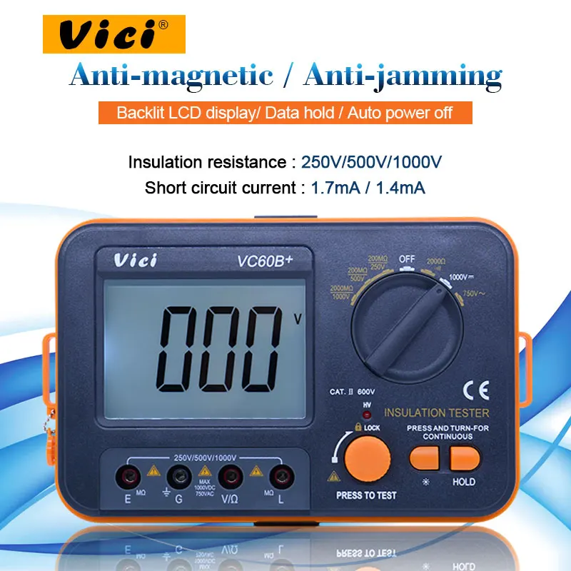 Цифровой измеритель сопротивления изоляции Vici VC60B + тестер мегомметр Омметр