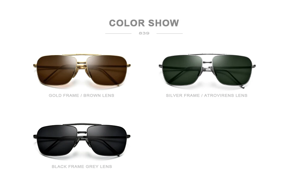 FONEX поляризованные солнцезащитные очки из чистого титана, Мужские Складные классические квадратные солнцезащитные очки для мужчин, новинка, высококачественные мужские очки 839