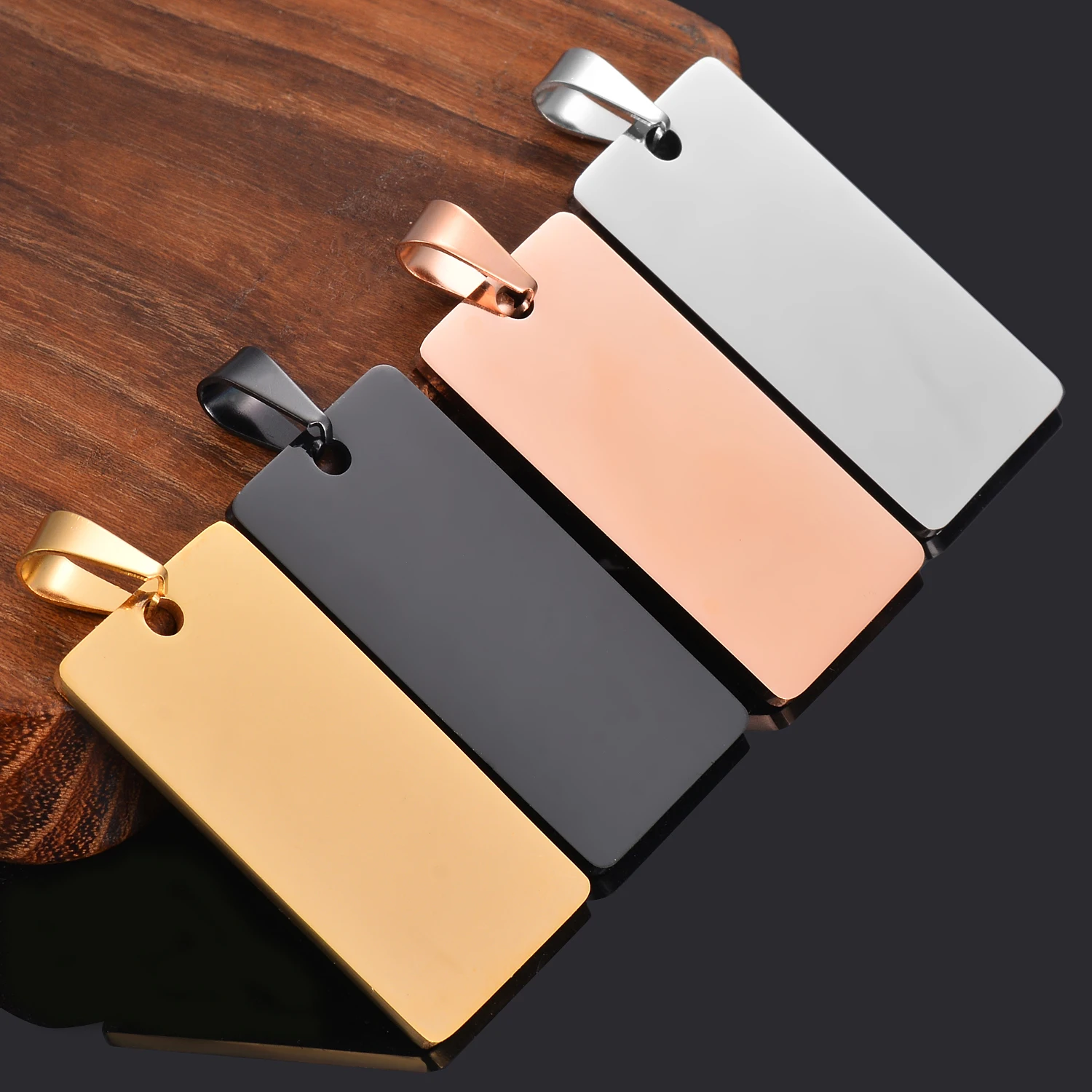 10pcs Wholesale Rectangle 20x40mm Stainless Steel Army ID Blank Dog Tags Pendant Necklace Jewelry Findings Hypollergenic 4