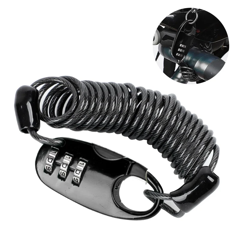 

WEST BIKING Bicycle Lock Anti-theft Mini Helmet Lock Motorcycle Cycling Scooter 3 Digit Combination Password Safety Cable Lock