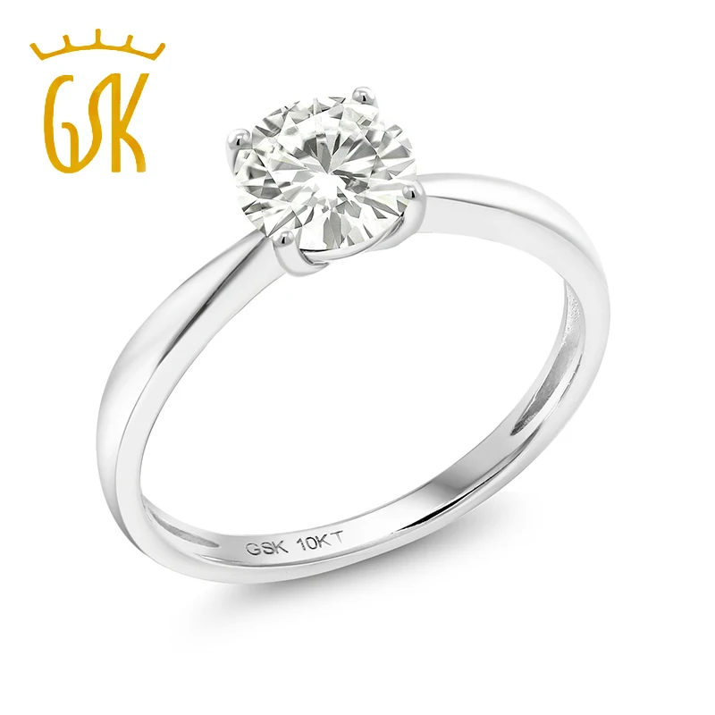 GemStoneKing Charles &amp Colvard 0 80 Ct 10K белое золото Forever Classic Round Created муассансант солитер