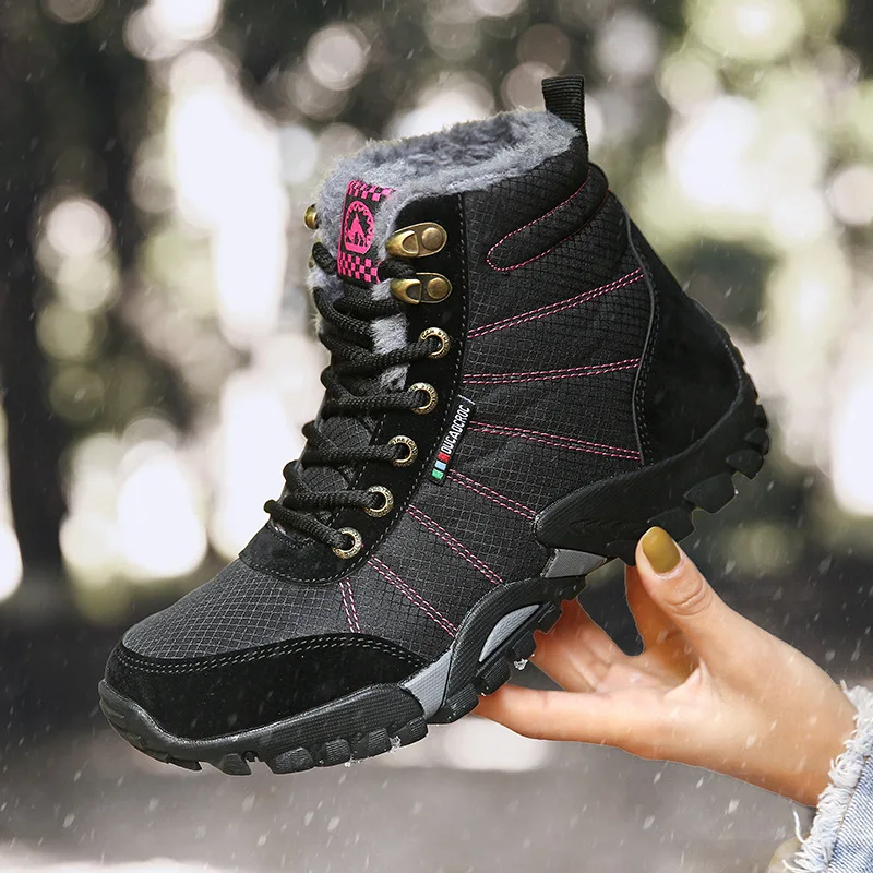 

2019 New Style Snow Boots plus Velvet Warm Couples Waterproof Anti-slip Hight-top Large Size Cotton-padded Shoes