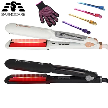 

Professional Infrared Steam Flat Iron Hair StraightenerCeramic Plate Vapor Instant Heat Up with Adjustable Temperature EU US UK