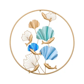 

Nordic iron ginkgo wall hanging Wall decoration of dining hall corridor Creative light luxury metal home