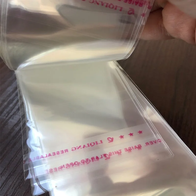 100pcs Long resealable clear plastic bags hair extensions packaging hanging header long transparent Self adhesive
