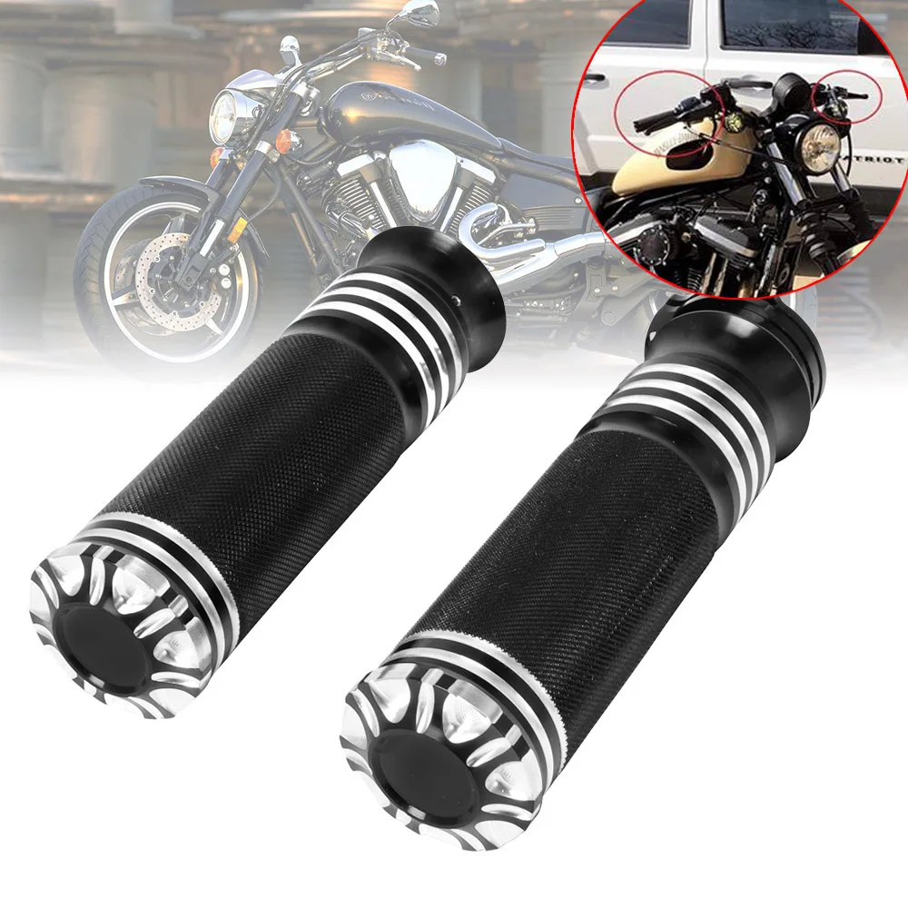 

Black Motorcycle Handlebar Grips Handle Bar 1'' 25mm Aluminum For Harley Touring Sportster 883 1200 XL Dyna Softail VRSC