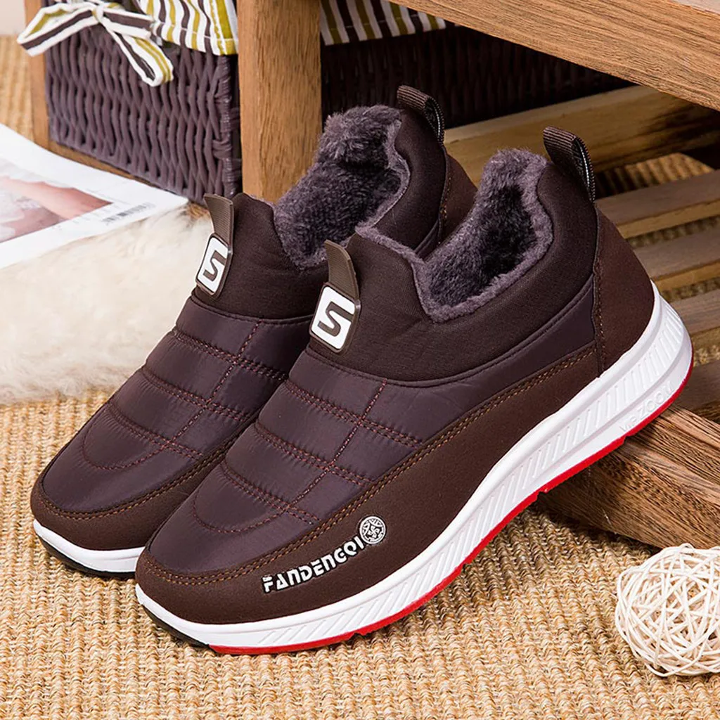 SAGACE/женская и мужская обувь; пара модных повседневных зимних теплых удобных ботинок без шнуровки с круглым носком; короткие ботильоны; кроссовки;#45 - Цвет: Coffee