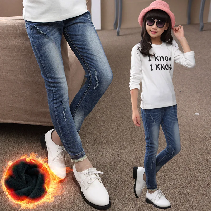 

2017 New Style 6 CHILDREN'S Garment 7 GIRL'S Jeans 8 Spring And Autumn 9 Little Girl Big Boy 1012 Trousers 5-16-Year-Old
