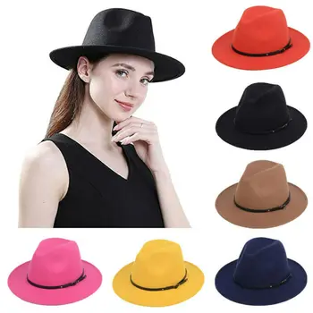 

Men Women Woolen felt Fedora Hats Elegant retro England Outback Wide Brim Hats Panama Jazz Hat Cowboy Hat