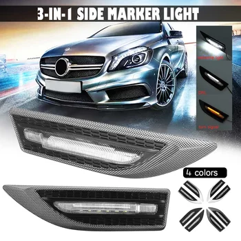 

2x 3in1 Blade Fender Car LED Side Marker Light Universal Daytime Running Light Courtesy Light Repeater Indicator Puddle DRL Lamp