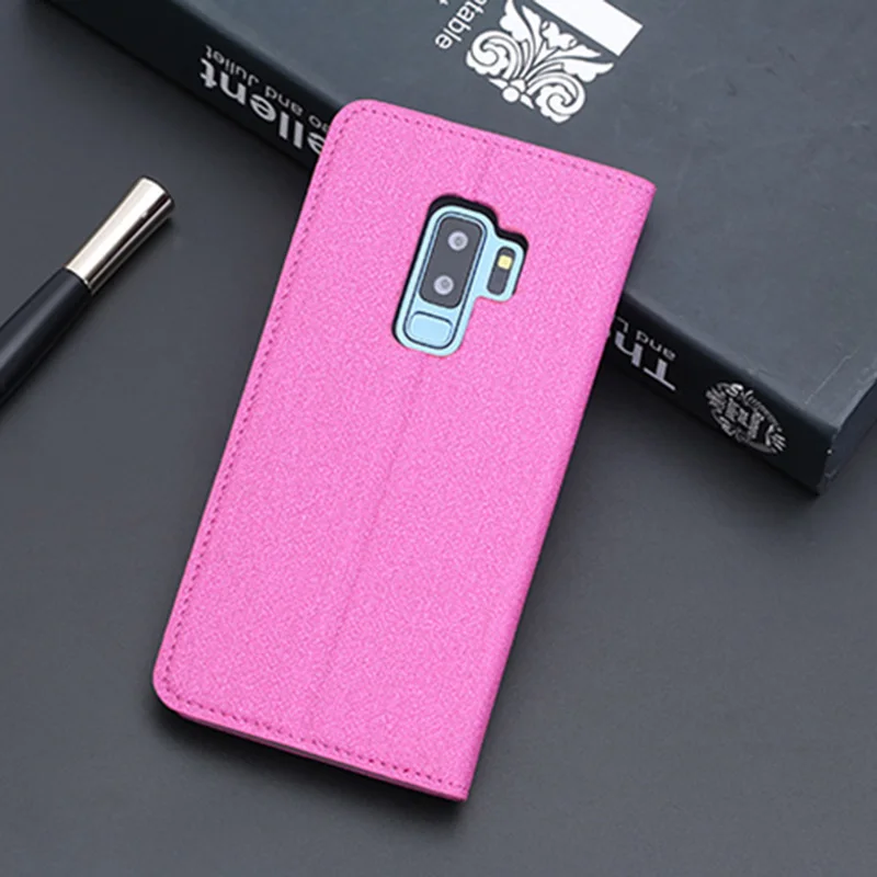 Текстура ткани чехол-книжка из искусственной кожи чехол для телефона для samsung A30 A50 A70 A7 A8 задняя крышка для Galaxy S6 S7 S8 S9 S10 Plus Note 8 9 10+ чехол - Цвет: Rose red