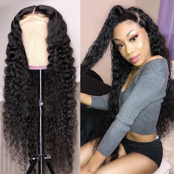 

Deep Wave Wig Human Hair Wigs Curly Short Bob Brazilian For Black Women 13*4 Full Frontal Water Wave Wet And Wavy Lace Front Wig