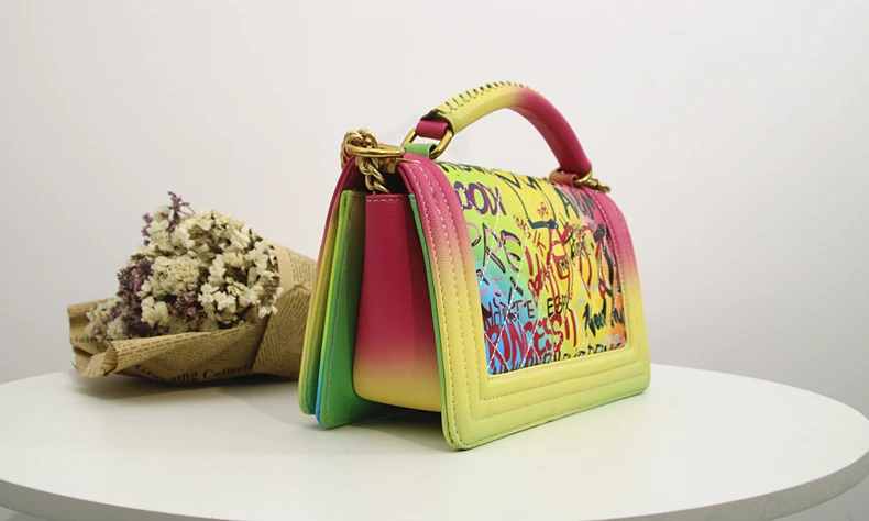 Известный бренд, граффити, сумки для женщин, радужные цвета, роскошные сумки, женские сумки, дизайнерские сумки через плечо, женские кошельки и сумки