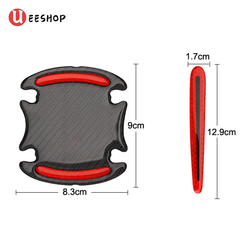 8pcs 3D Car Reflective Sticker Tape Reflector Fender Warning Bumper Strip Door Handle Bowl Cover Car Exterior Accessories Set AA