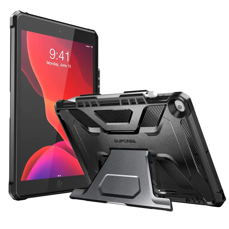 Для iPad 10,2 чехол() для iPad Air 3 Чехол 10," SUPCASE UB тонкий резиновый чехол со встроенным Apple Pencil Holder& kickstand - Цвет: Black