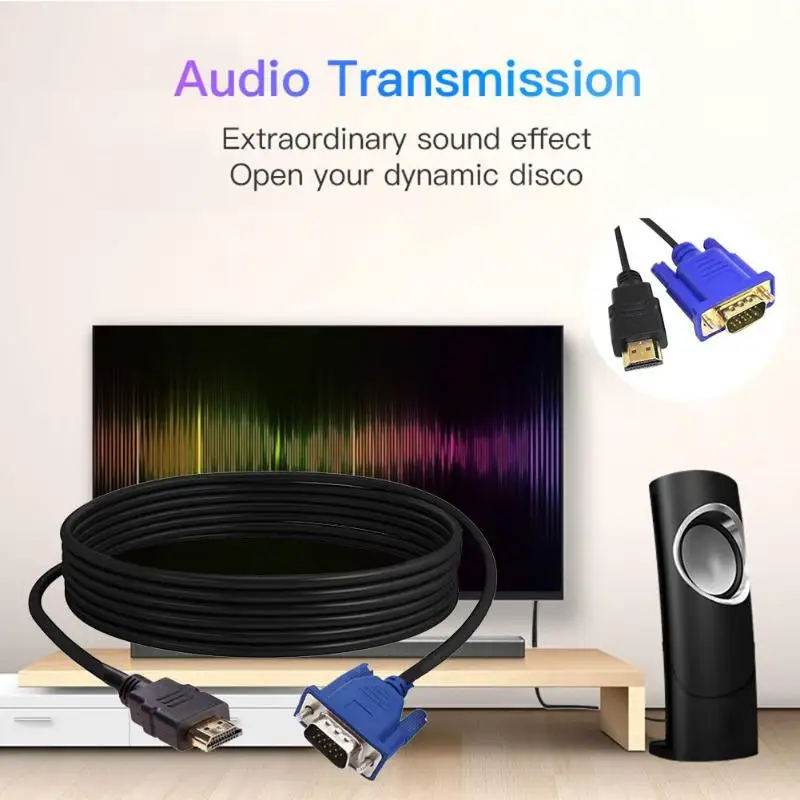 ALLOYSEED 1,8 м HDMI мужской VGA Мужской удлинитель 1080P HD видео конвертер Кабель-адаптер шнур для HDTV проектор для dvd-плеера