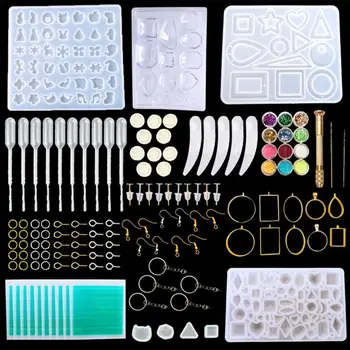 

Silicone Resin Jewelry Casting Mold Tools Set Metal Frame Kits Stud Earrings Eye Screw Pins Mould Pendant Making DIY Crafts
