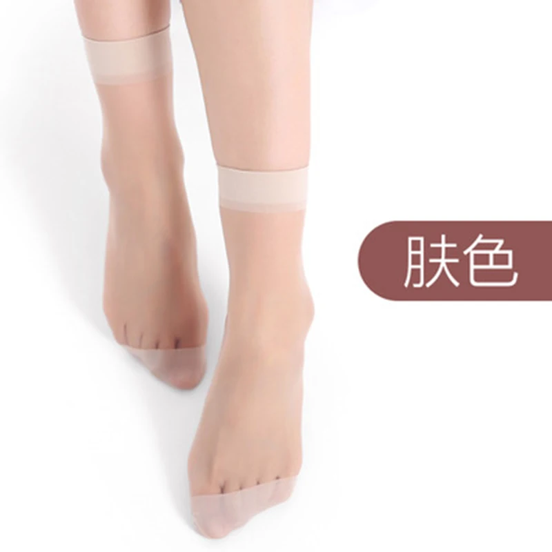 Short Transparent 5D Crystal Silk Thin Section Breathable Nylon Socks Summer Solid Color Short Tube Sweat-absorbent Ladies Socks