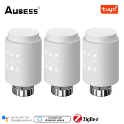 Aubess Smart Tuya Zigbee Radiator Actuator Thermostat Temperature Controller Voice Remote Control Works With Zigbee Gateway Hub