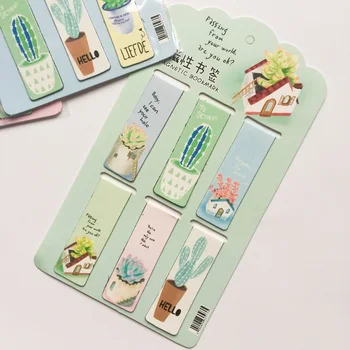 

6Pcs/Lot Kawaii Metal Bookmark Cute Cactus Bookmarks Novelty Magnetic BookMarks For Kids Gifts School Office Supplies Stationery
