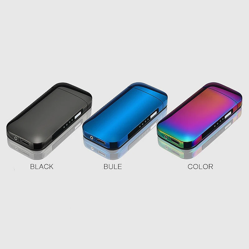 Металлическая ветрозащитная электронная сигарета с зарядкой от USB Зажигалка двойная дуга плазменный импульсный светодиодный дисплей зажигалки(цвет