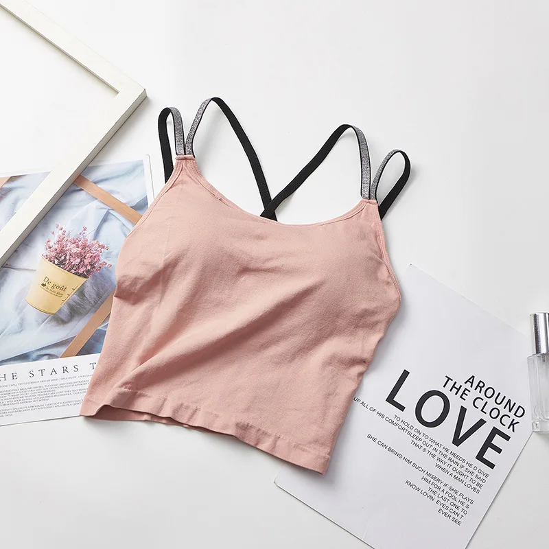 Camisoles Women New Silver Slim One-piece With Chest Pad Camisoles Bottoming Female Underwear 1