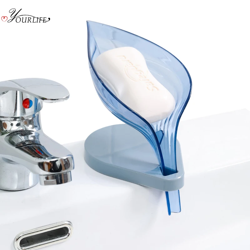 White TOPBATHY 2Pcs Soap Dish Holder Soap Drain Tray Soap Box Stand Suction Cup Leaves Shape Design Sponge Holder for Kitchen Bathroom