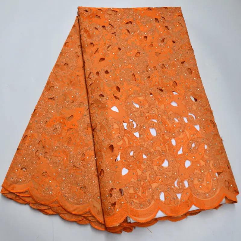 hand cut African lace fabric 2020 Burnt Orange french lace fabric with