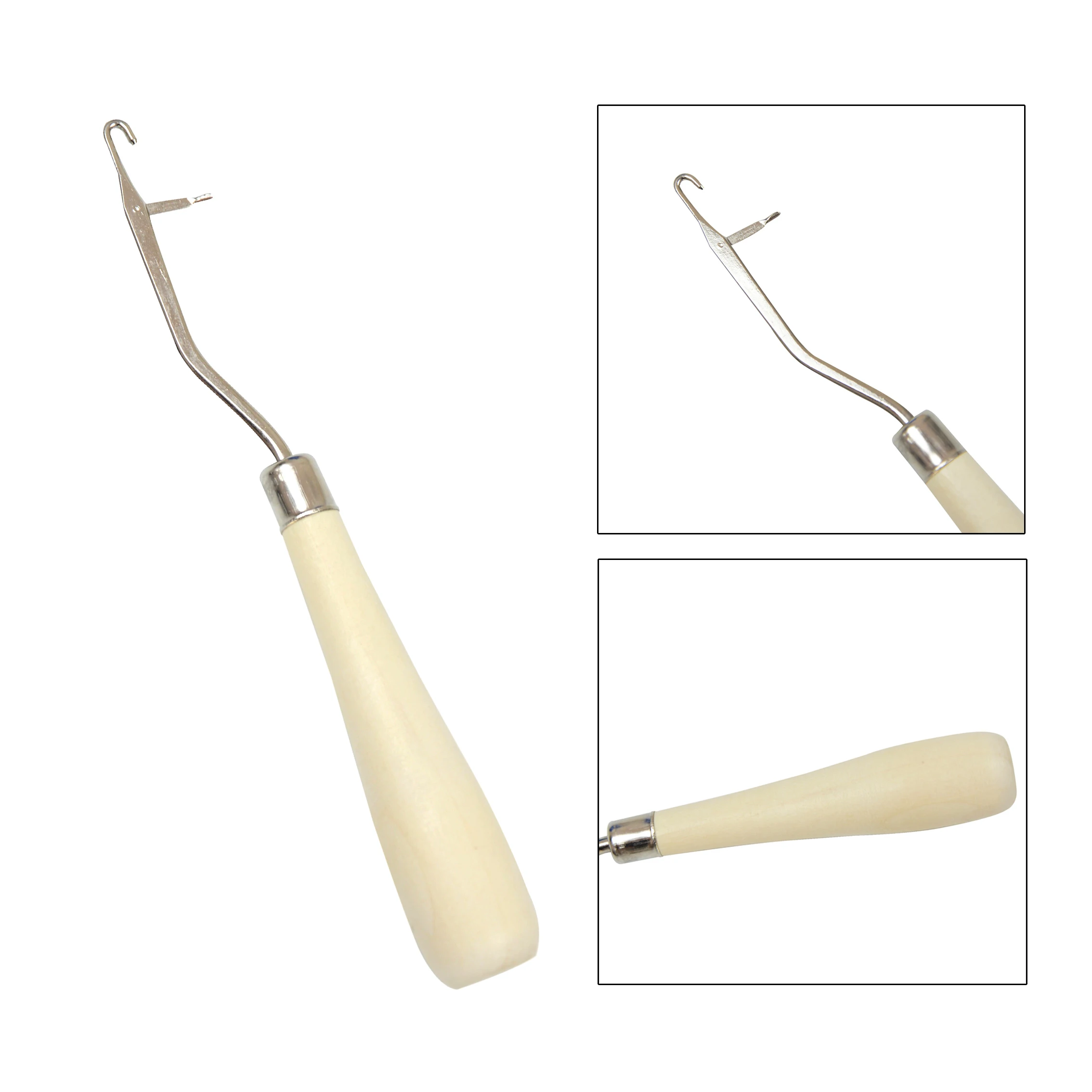 Hair Extensions Tool Wood Handle Latch Hook Needle Hair Weave Needle Wigs Knitting Carpets Making Repair Craft Tools