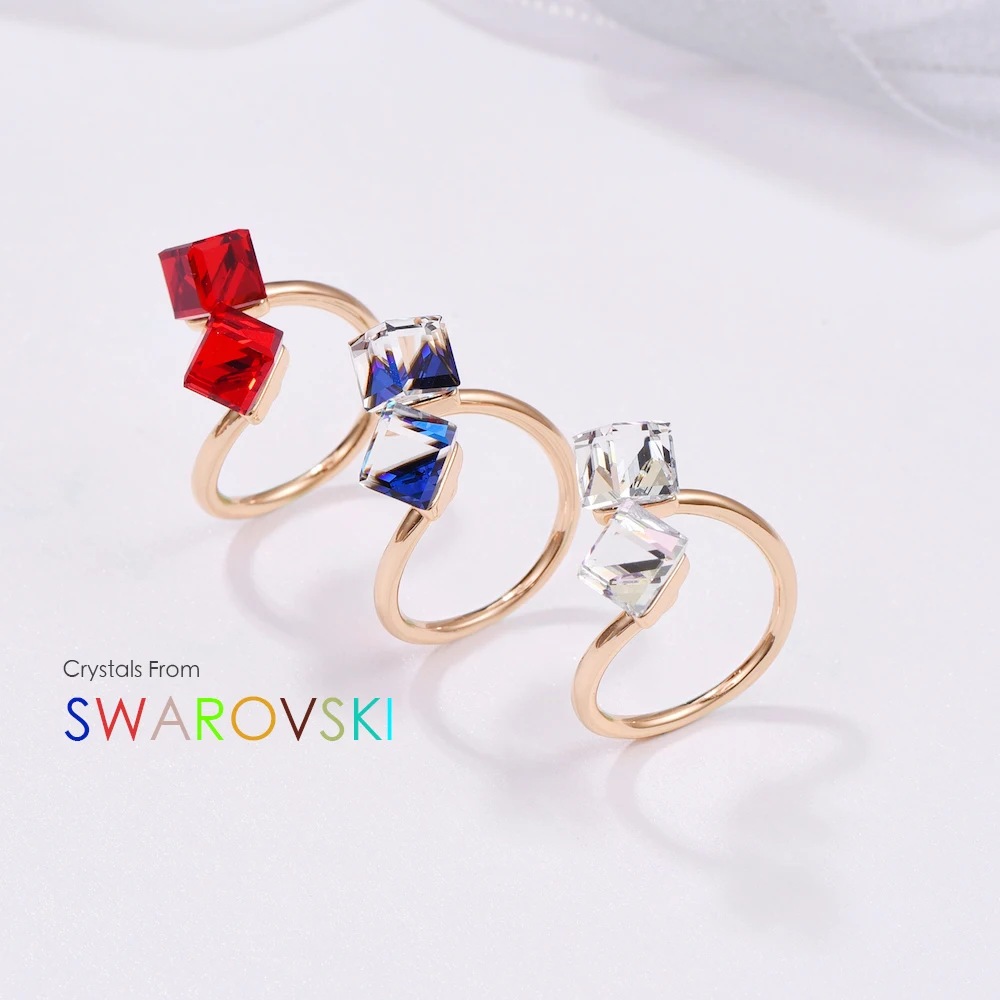 Malanda, кристаллы от Swarovski, открытые кольца для женщин, новая мода, розовое золото, женские кольца для свадебной вечеринки, ювелирные изделия, подарок для девочек