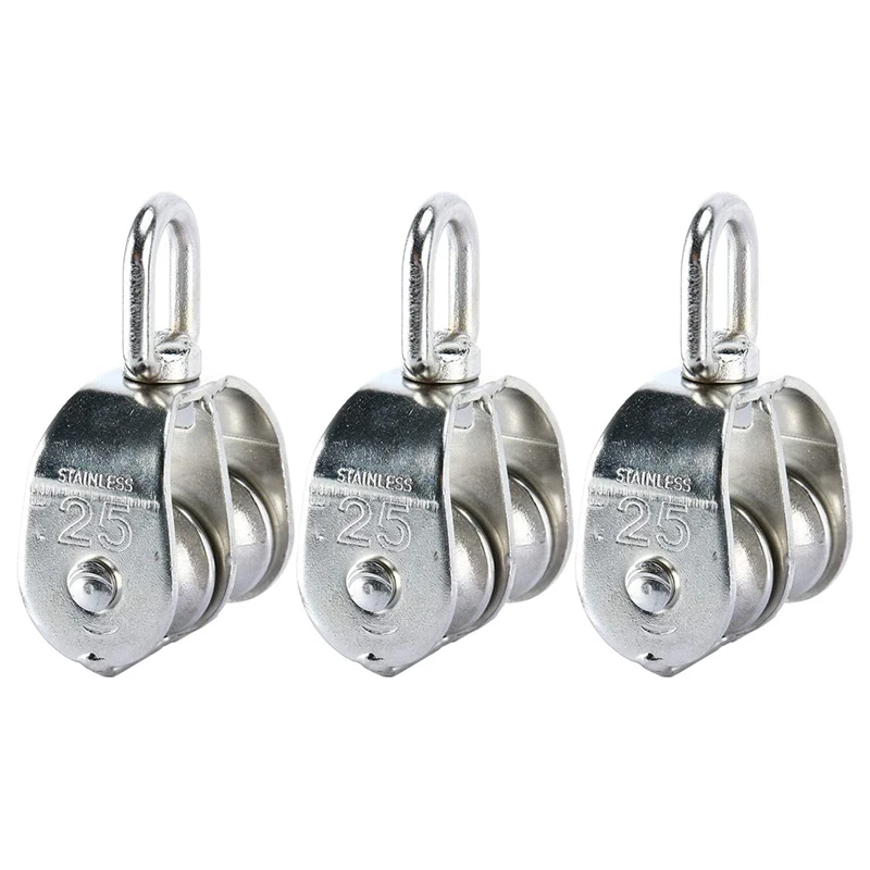 3 Pack M25 Double Pulley Block in 304 Stainless Steel Crane Swivel Hook Roller Loading | Инструменты