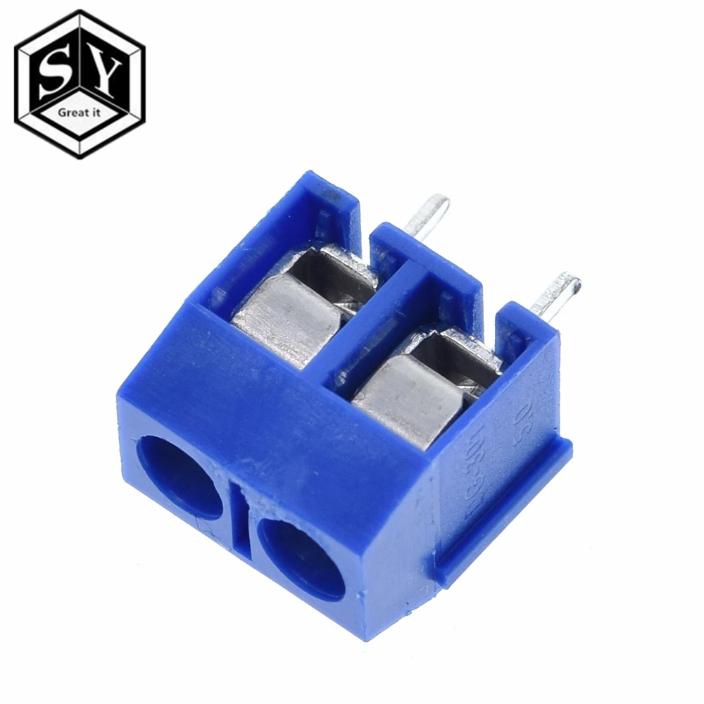 10Pcs 2Pin 5mm Pitch PCB Mount Screw Terminal Block Connector KF-301-2P for 5.08 
