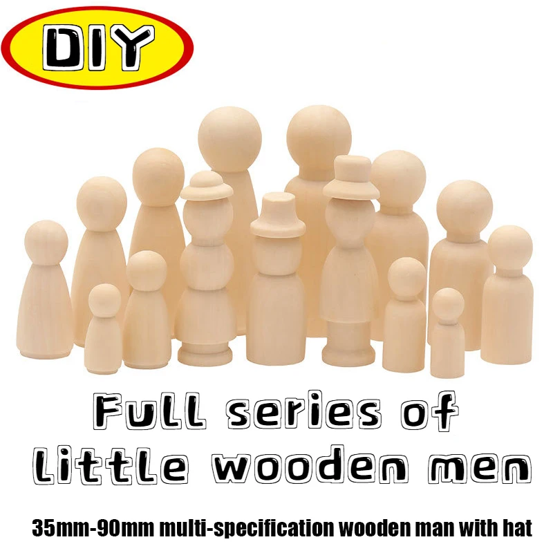 

All series Wooden Doll 35-65mm Baby Blank Peg Dolls Teether Kid Room Decor Girl Boy DIY Unfinished Newborn Educational Toy