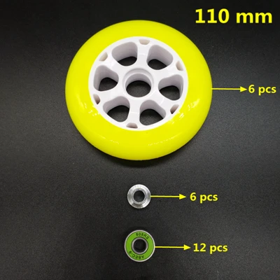 Скоростные коньки колеса 110 мм 8 шт./лот - Цвет: yellow 110 mm 6pcs
