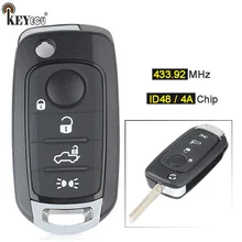 KEYECU 433.92MHz Megamos AES / ID48 ou Hitag AES / 4A puce télécommande voiture clé Fob 4 bouton pour Fiat 500X Egea Tipo