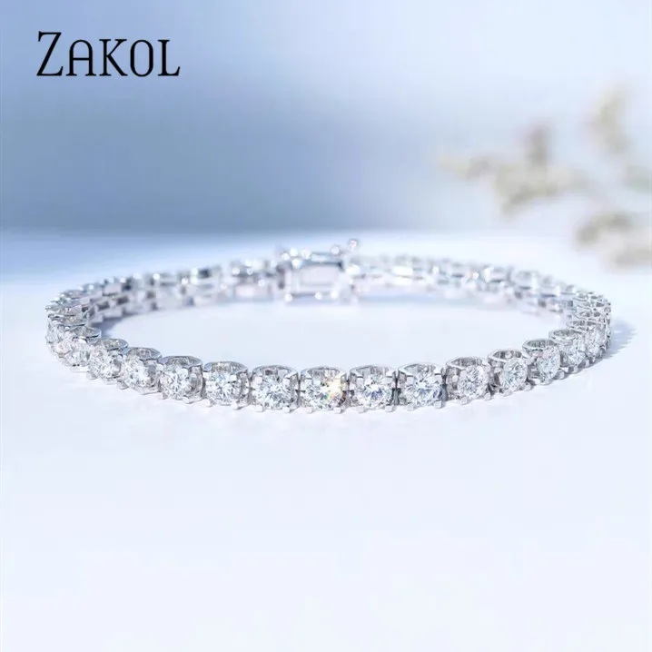 ZAKOL Hip круглый фианит кристалл Теннисный браслет и браслеты для женщин Подарки