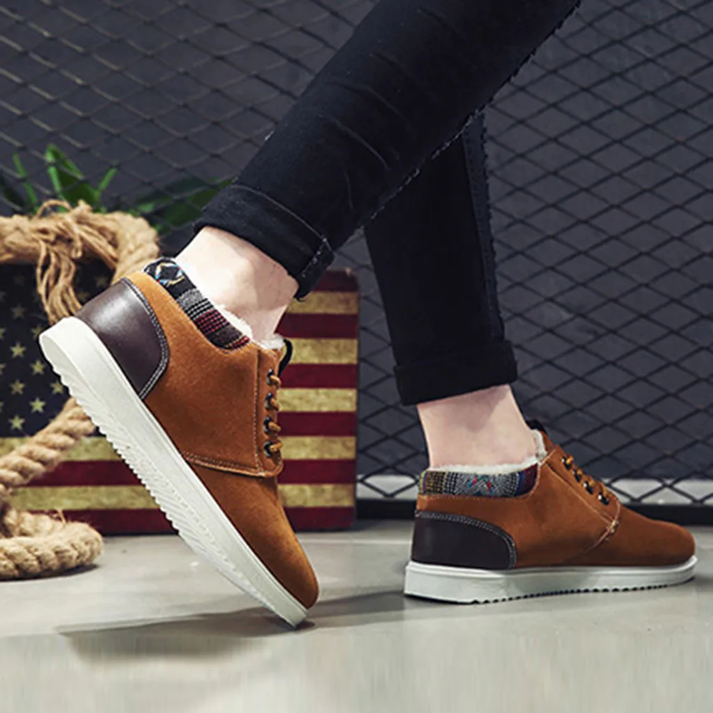 Мужская повседневная обувь; Сезон Зима; zapatillas hombre; Мужская Новая модная Повседневная зимняя теплая кожаная обувь на шнуровке в деловом стиле; Полусапоги