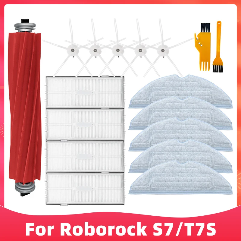 For Roborock S7 Vacuum Cleaner Sweeper Side Brushes Mop Cloth Filter Wipes Rags 