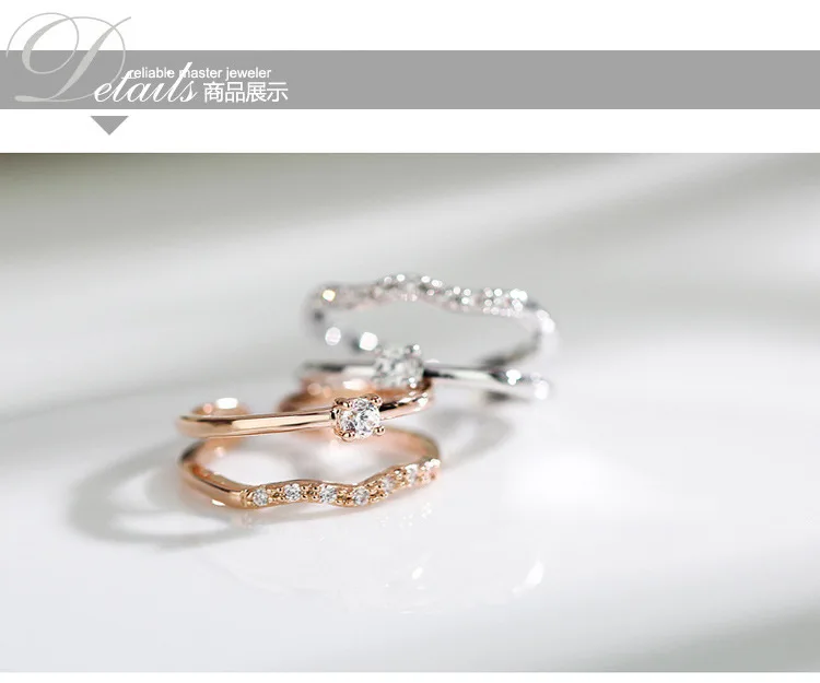 TIGRADE Rose Gold Women Ring Plated Opening AAA+ CZ Ring for Female Luxury Party Wedding Jewelry Band for Lady anillos mujer