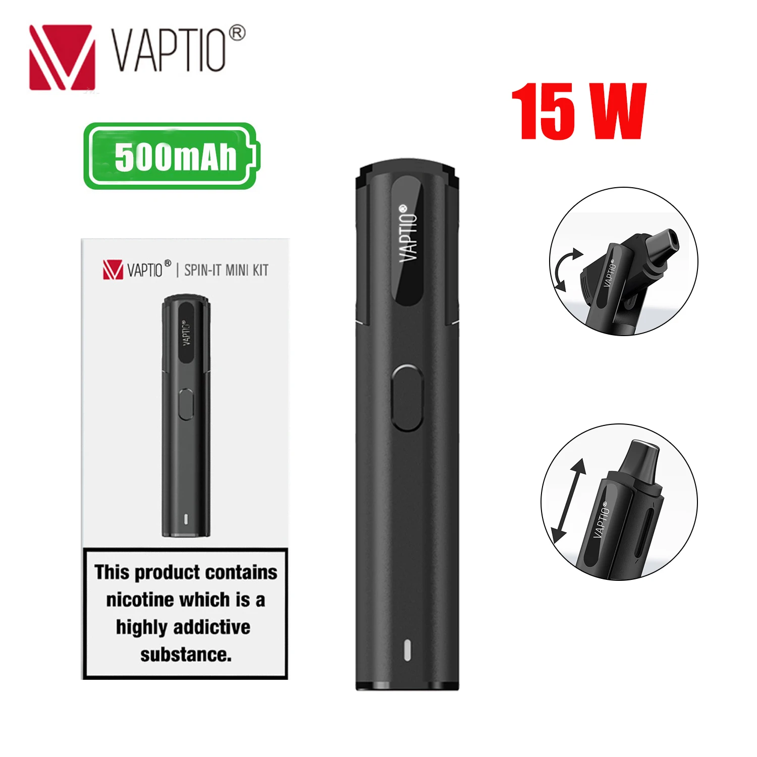 Электронная сигарета Vaptio SPIN IT электронная испаритель встроенный аккумулятор 500