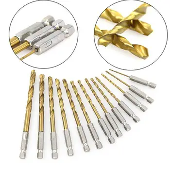 

1.5-6.5mm 1/4 Hex Shank HSS High Speed Steel Titanium Coated Drill Bit Electric Screwdriver Twist Metal Drill