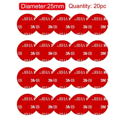 25MM20PCS Univerola 3M VHB клейкие накладки сменная Монтажная лента Автомобильная наклейка на приборную панель колодки для магнитного телефона Автомобильный держатель - Цвет: 25MM20PCS