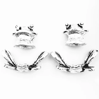 

5 Sets Silver Tone Vivid Cute Frog Animal Metal Beads Caps Fit 12-14mm Beads Jewelry Diy Findings Charms 14x13mm