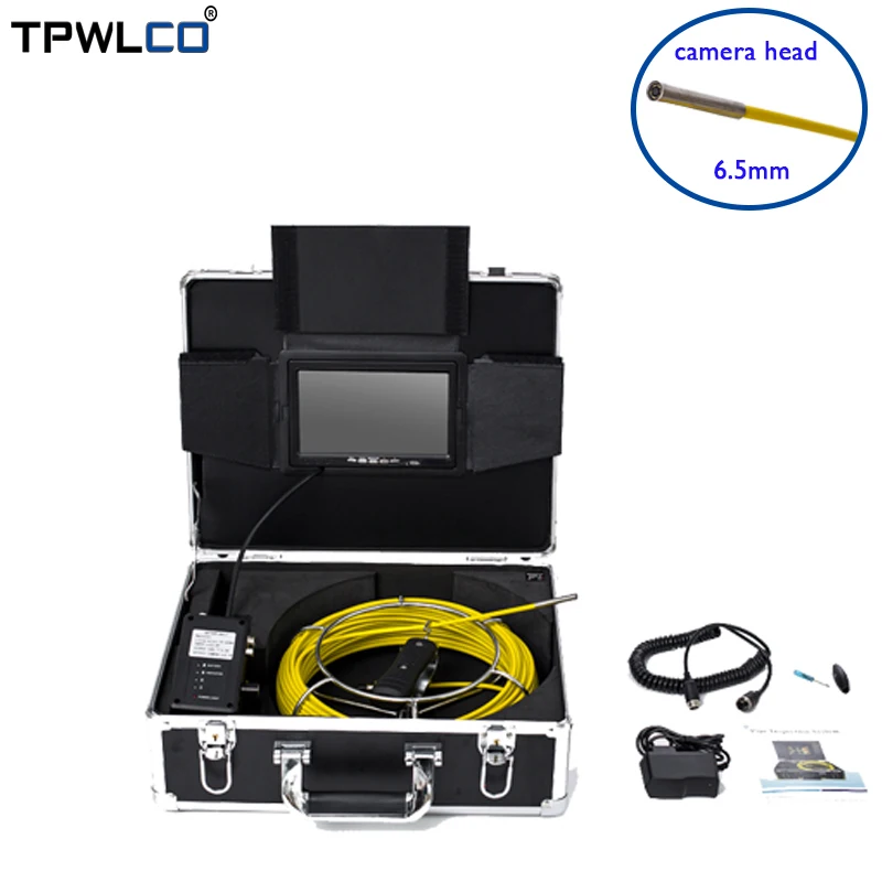 

7inch Color LCD Sewer Inspection Video Camera Used For Drain Pipe Industrial Endoscope System DVR Recorder 6.5mm 20m-50m Cable